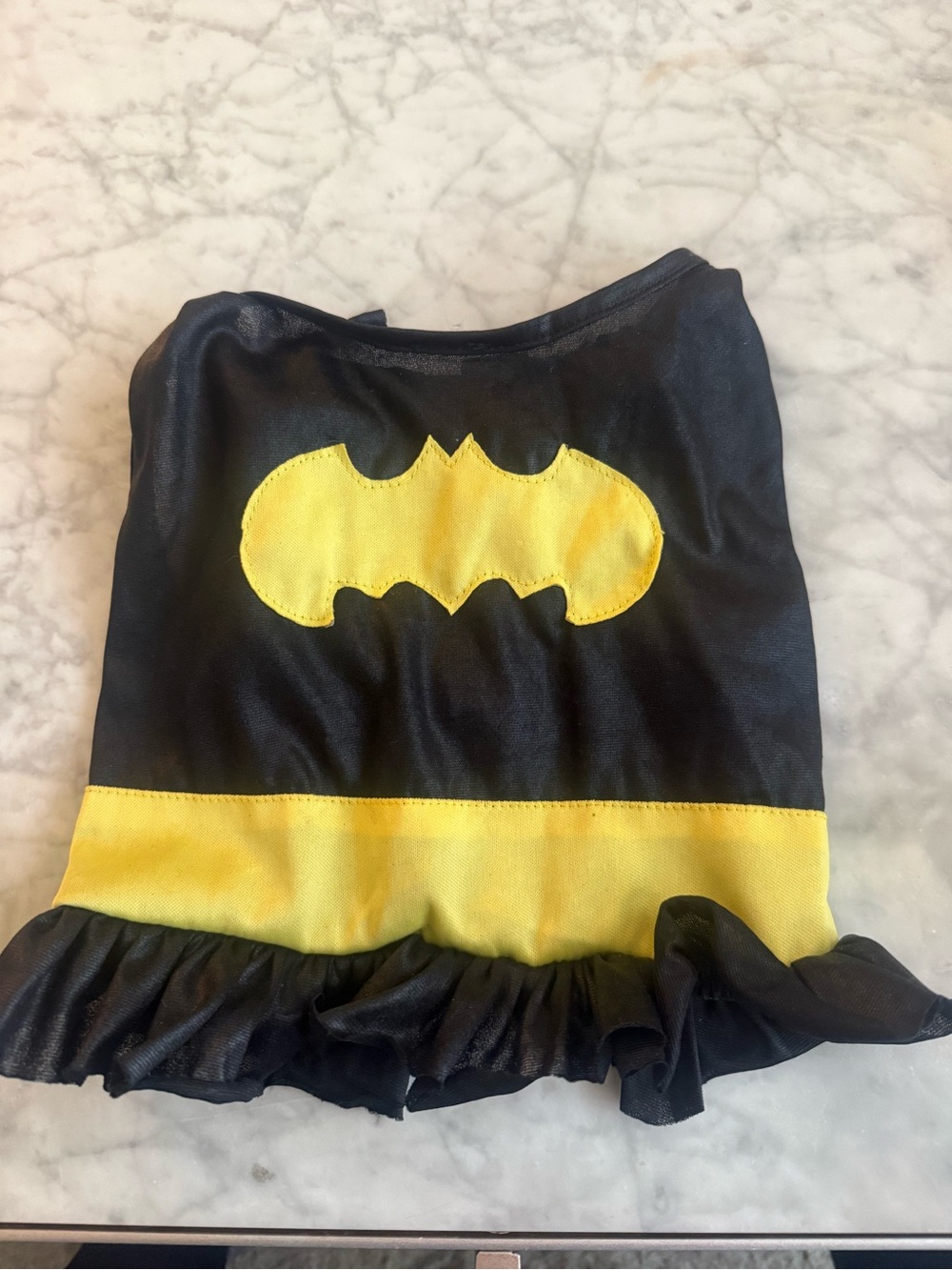 Batman Batgirl Style Dog Halloween Costume Black Yellow Ruffle Sz Medium